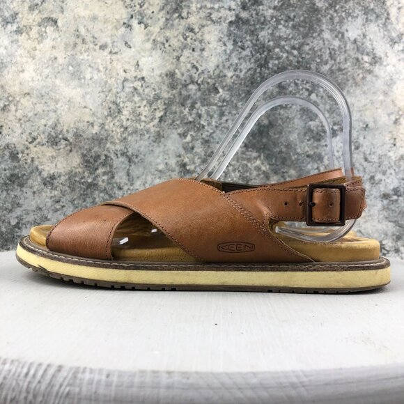 Keen Women's 9 Lana Brown Leather Open Toe Criss Cross Slingback Sandals FAIR - Picture 5 of 14